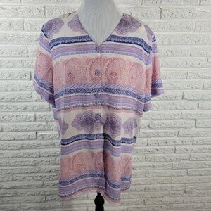 Allison Daley Womens Top 18 Plus Pastel Lavender Pink Shoulder Pads GEO181E